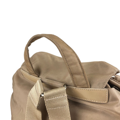 PRADA Tessuto Triangle Logo Double Pocket Backpack Beige Vintage nhc32x