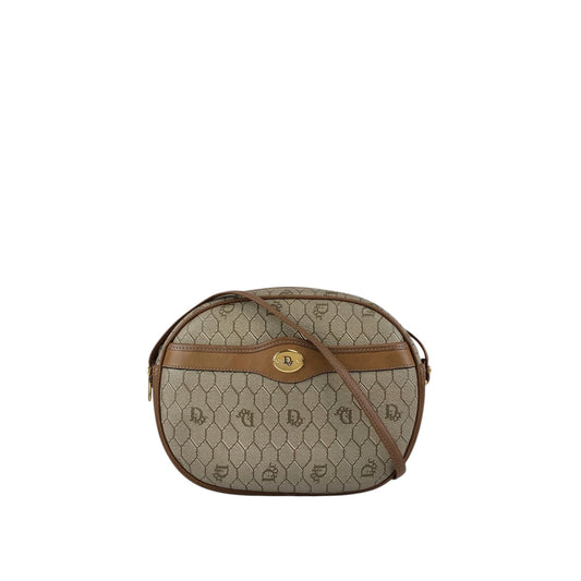 Christian Dior Honeycomb Pattern Logo Shoulder bag Beige Vintage a6fh6v