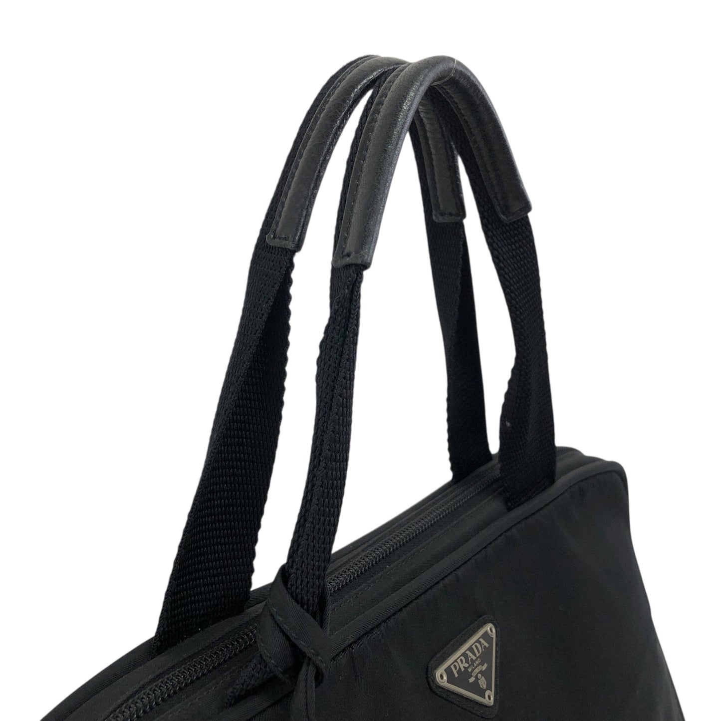 PRADA Triangle Logo Padlock Handbag Black Vintage n4a2rw