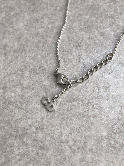 Christian Dior CD Logo Cube Motif Necklace Silver Vintage j5k8kf