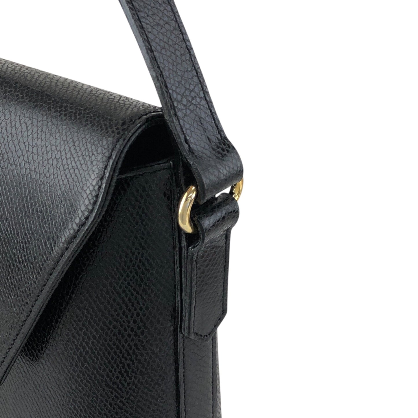Yves Saint Laurent Logo Stitch Shoulder bag Black Vintage umrsfj