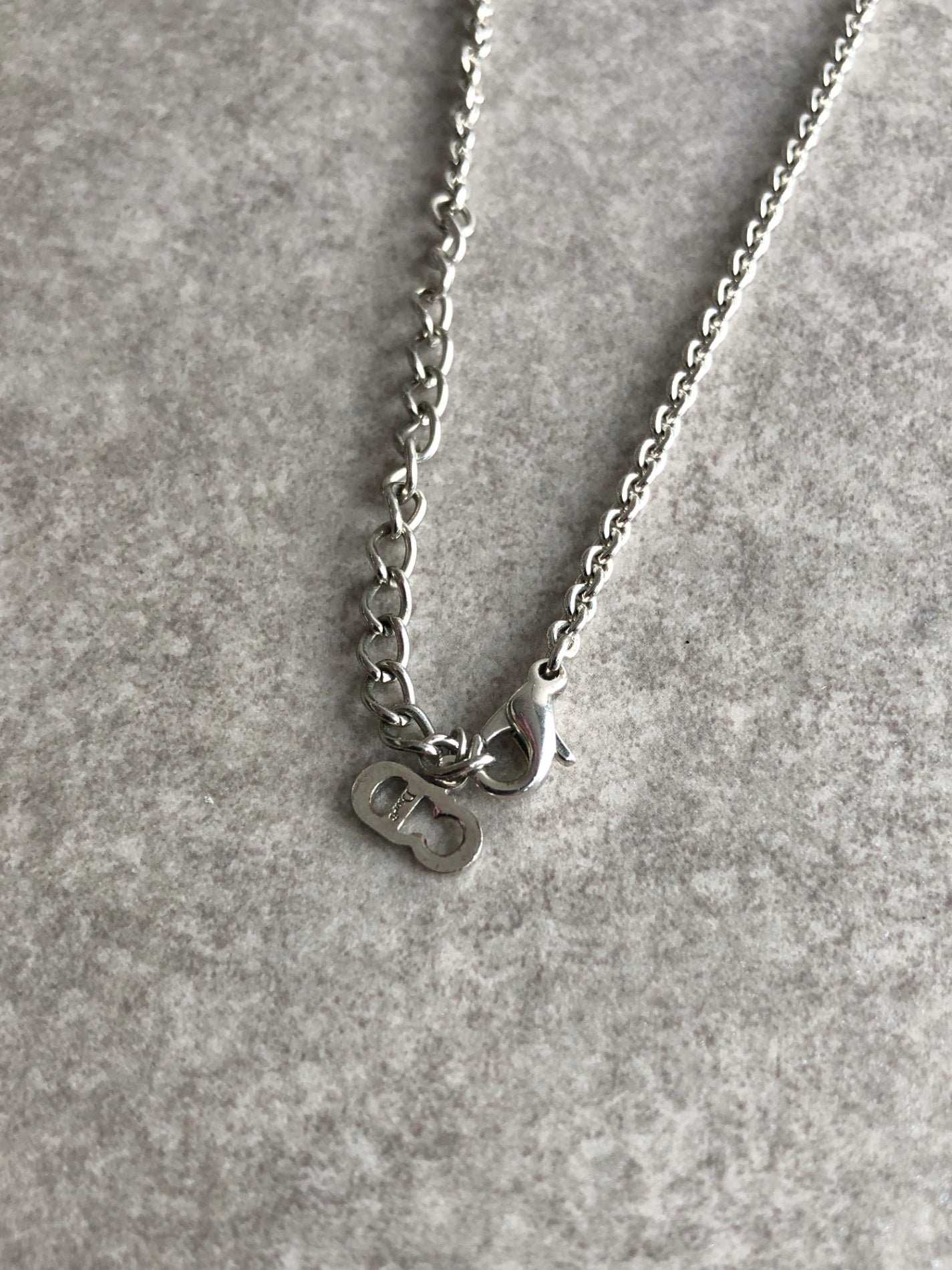 Christian Dior Logo Motif Necklace Silver Vintage 25hunz