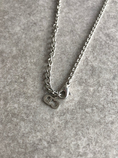 Christian Dior Logo Motif Necklace Silver Vintage 25hunz
