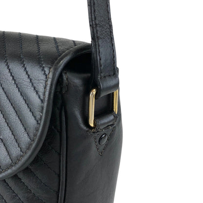 CELINE Blason Bias Stitch Shoulder bag Black Vintage hbufuu