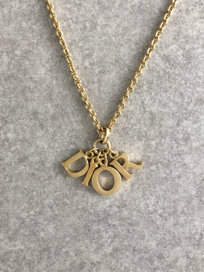 Christian Dior Logo Necklace Gold Vintage px6mfb