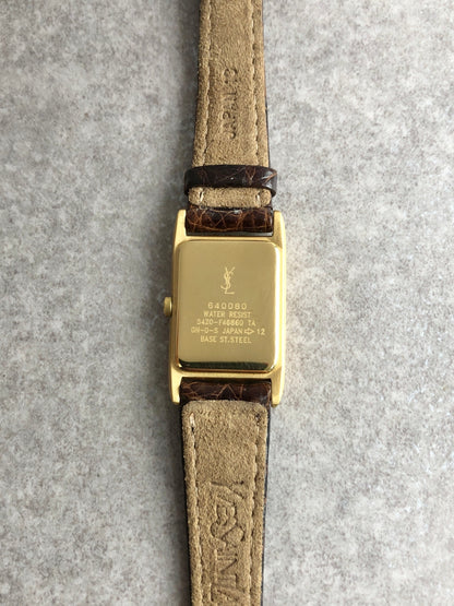 Yves Saint Laurent Watch Gold×Brown Vintage w83mtz