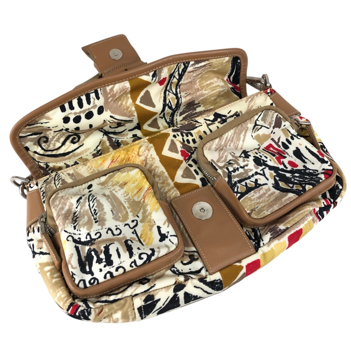 PRADA Front Buckle Shoulder bag White×Brown Vintage z5zzj2