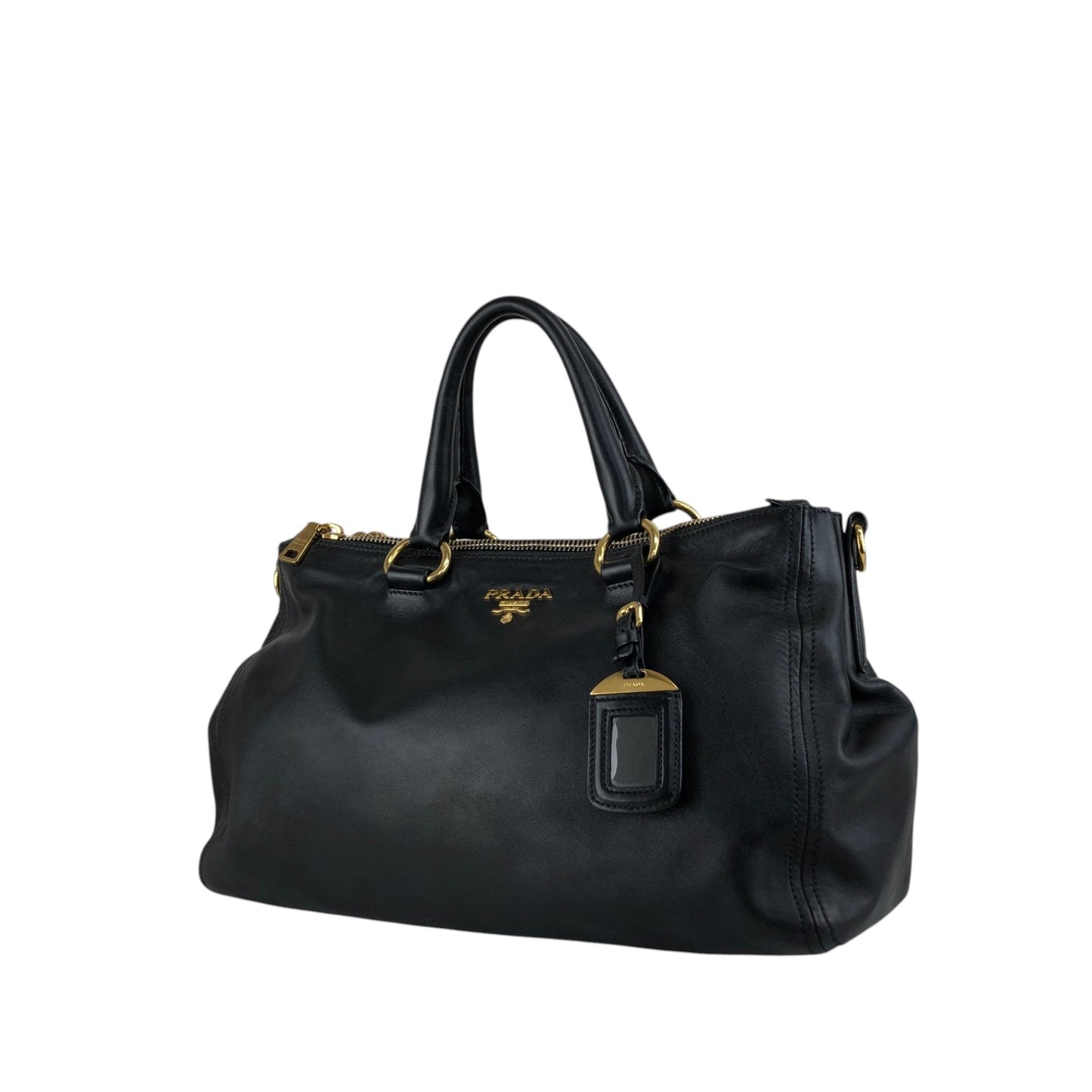 PRADA Logo Two-way Boston bag Shoulder bag Black Vintage k82hca