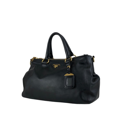 PRADA Logo Two-way Boston bag Shoulder bag Black Vintage k82hca