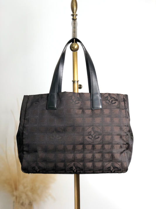 CHANEL New Travel Line Totebag Brown Vintage fxv5jr