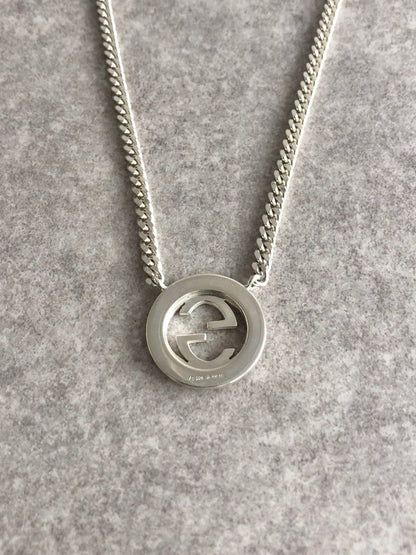 GUCCI Interlocking SILVER925 Necklace Silver Vintage wfkvih
