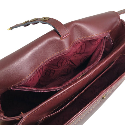 Cartier Logo Embossed Round Shoulder bag Bordeaux Vintage i6sky4