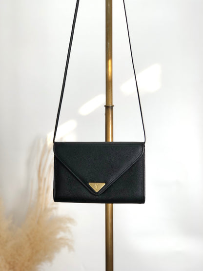 Yves Saint Laurent YSL Logo Shoulder bag Black Vintage hmype4