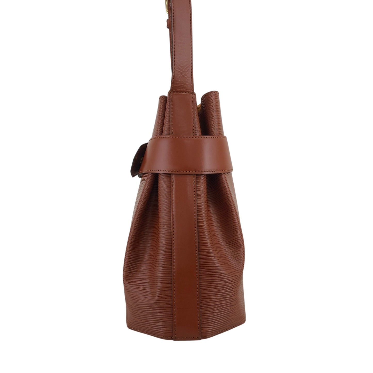 LOUIS VUITTON Epi Drawstring Shoulder bag Brown Vintage ij3uzs
