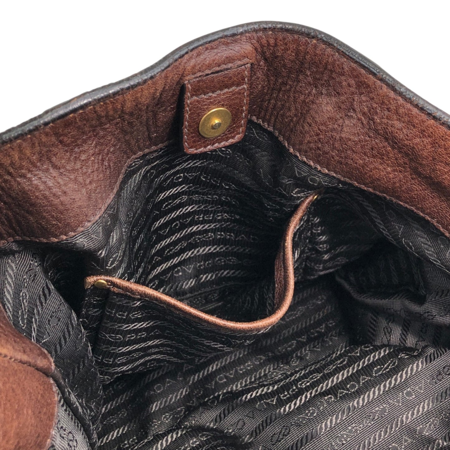 PRADA Logo Shoulder bag Brown Vintage viv5ss