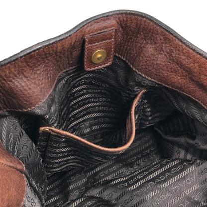 PRADA Logo Shoulder bag Brown Vintage viv5ss