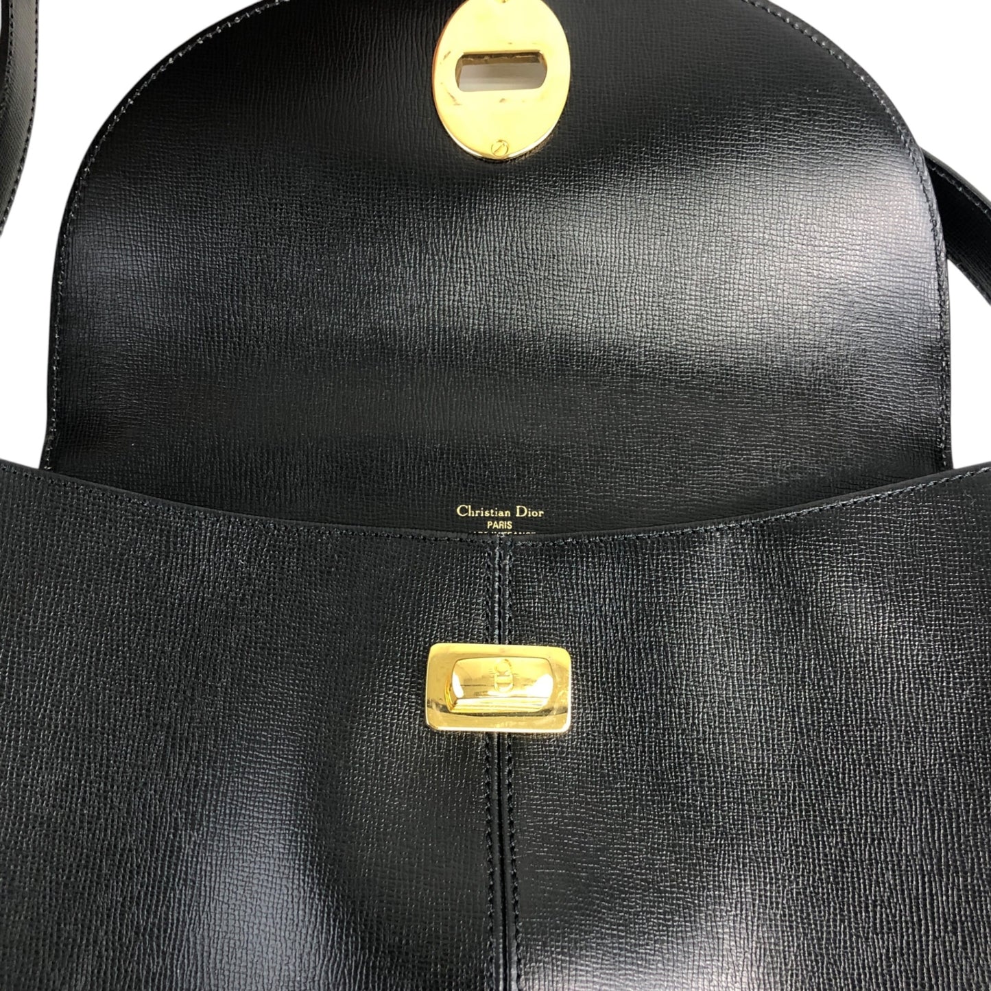 Christian Dior CD Logo Turn Lock Shoulder bag Black Vintage wnak6u