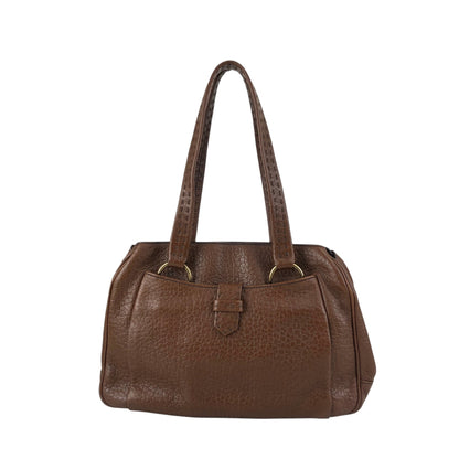 PRADA Triangle Logo Front Buckle Handbag Boston bag Brown Vintage v46bhc
