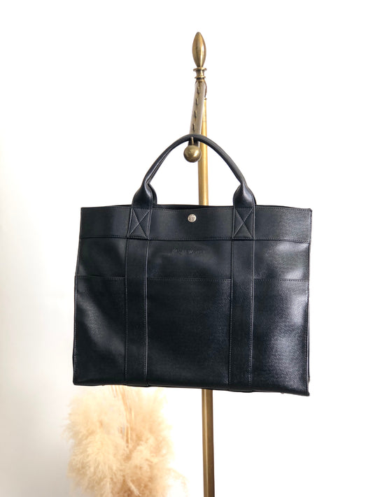 Yves Saint Laurent Logo Handbag Black Vintage 7pcndx