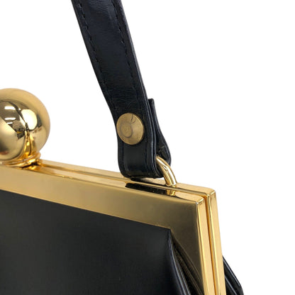 Yves Saint Laurent Metal Clasp Small Shoulder bag Black Vintage 8z366v