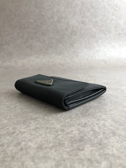 PRADA Tessuto Triangle Logo Coin Purse Black Vintage 5na2pc