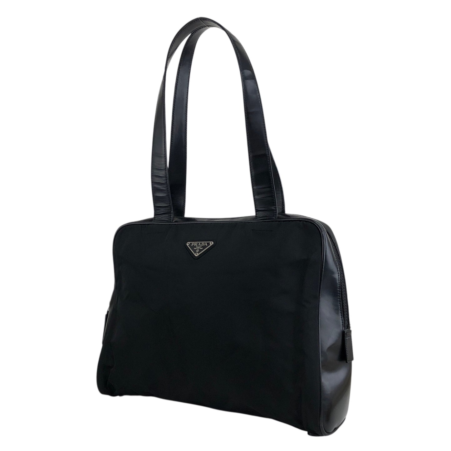 PRADA Triangle Logo Padlock Totebag Black Vintage 5g8nni