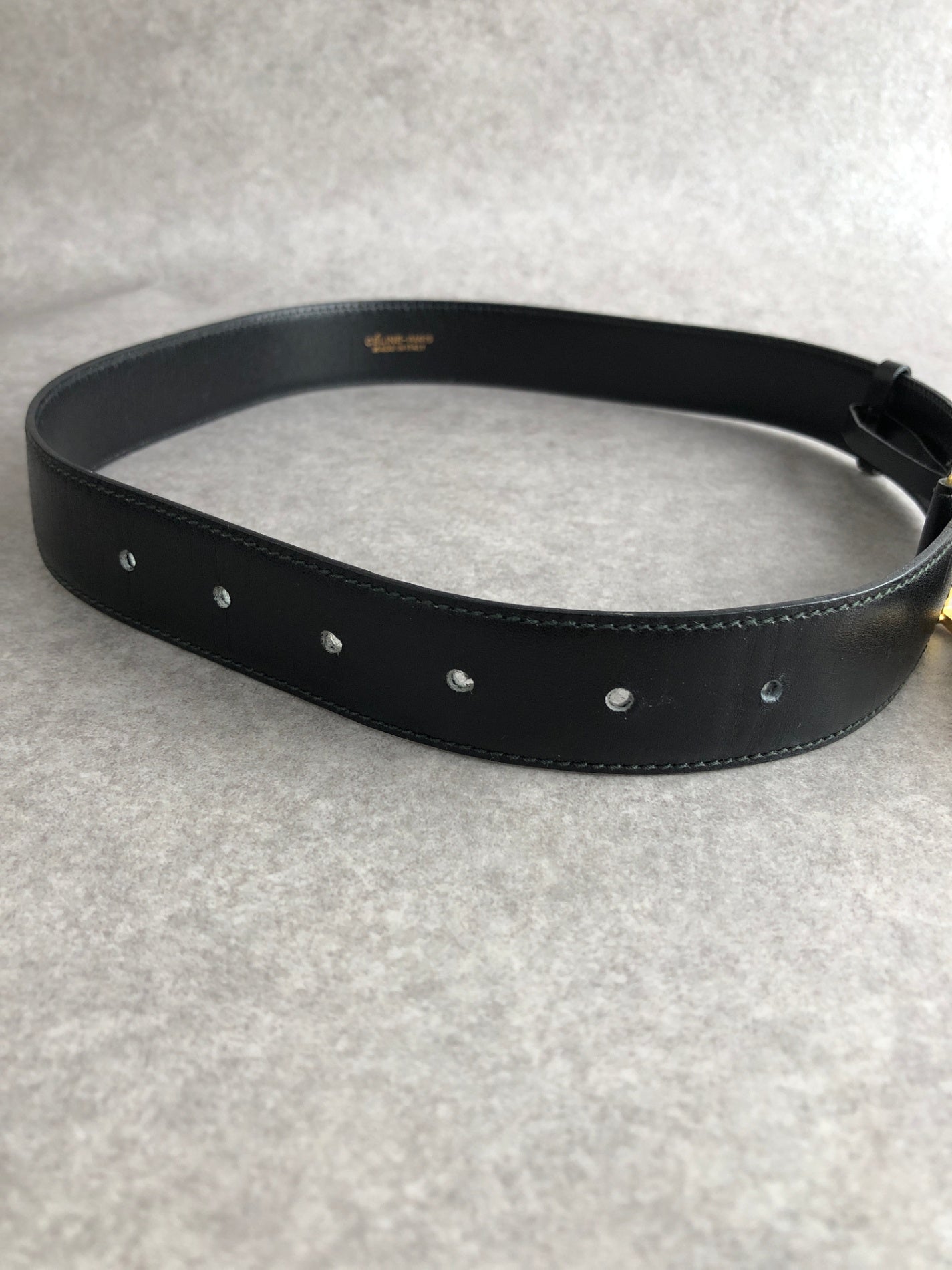 CELINE Horse Carriage Belt Black Vintage 4tryf3