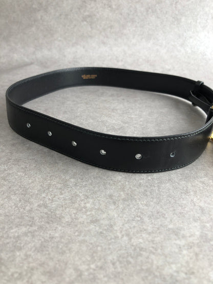 CELINE Horse Carriage Belt Black Vintage 4tryf3