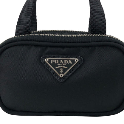 PRADA Tessuto Triangle Logo Small Handbag Pouch Black 1N1346 Vintage ntidxe