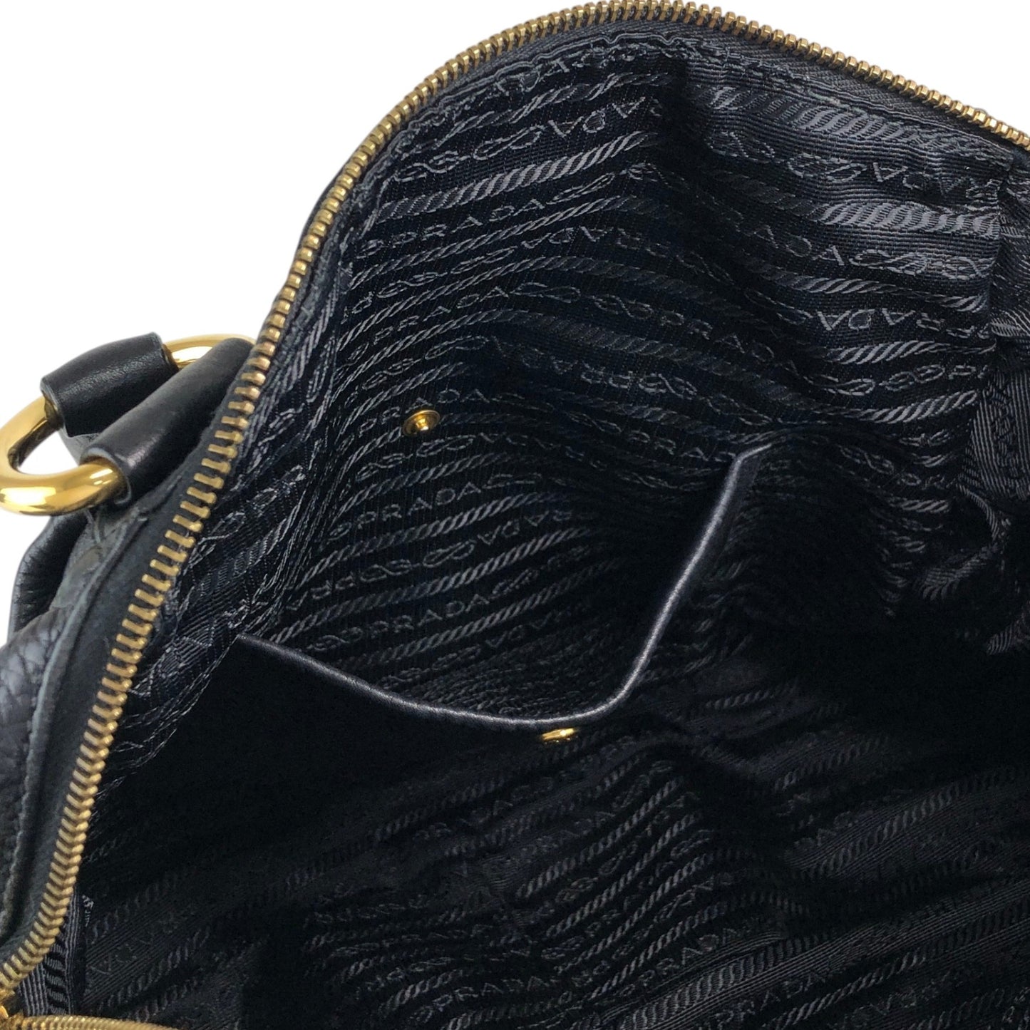 PRADA Logo Handbag Totebag Black Vintage 7zspmn