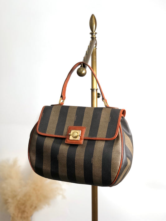 FENDI Pecan Turn Lock Shoulder bag Brown Vintage 6dw2b8