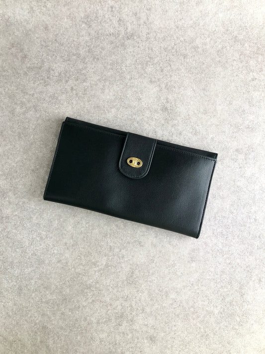 CELINE Blason Long Wallet Black Vintage 4g2ket