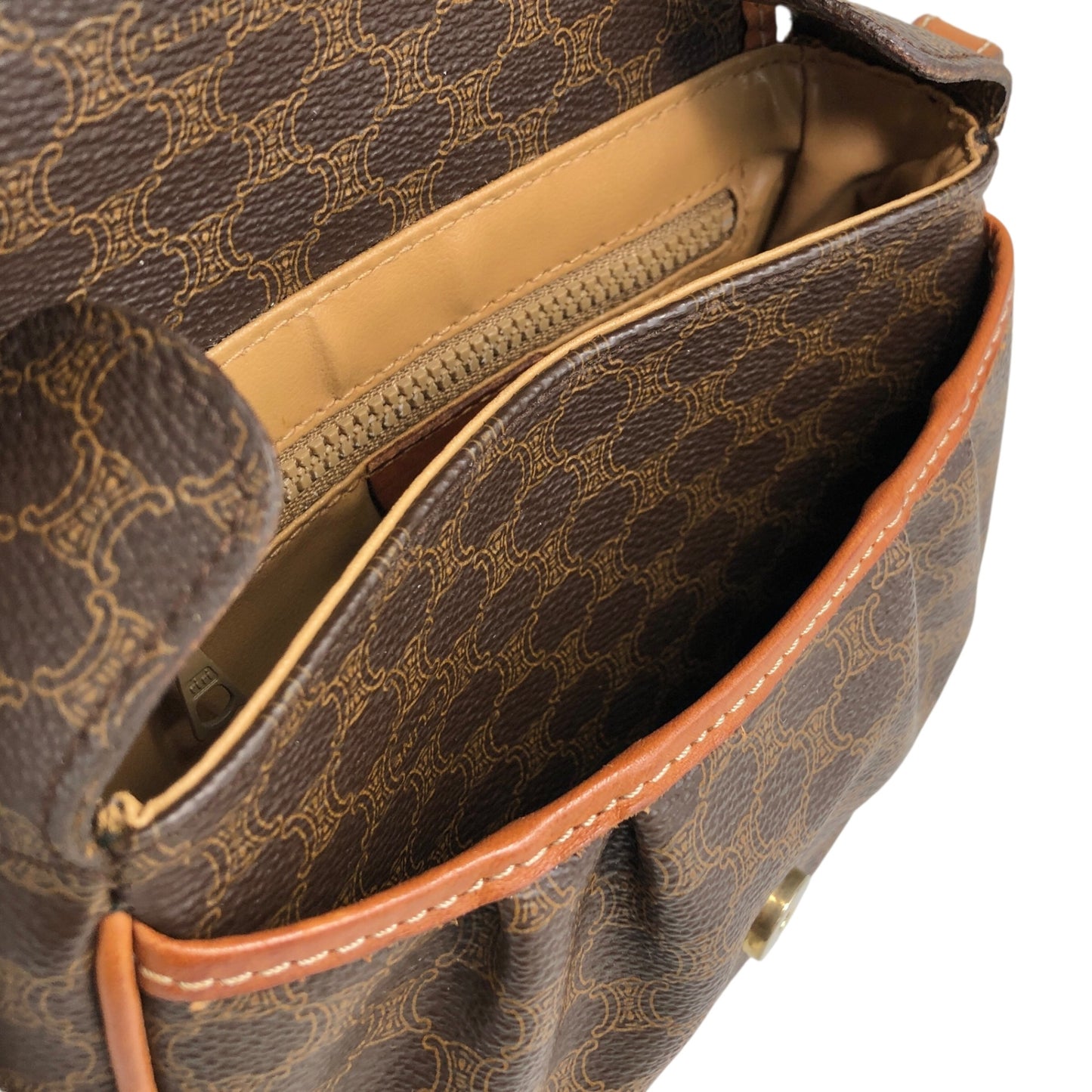 CELINE Macadam Blason Shoulder bag Brown Vintage w4w3x4