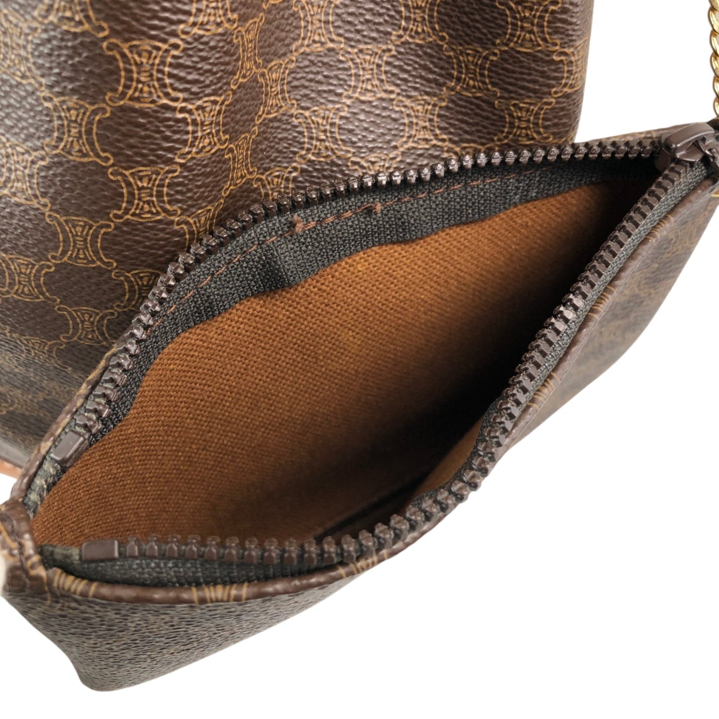 CELINE Macadam Drawstring Shoulder bag Brown Vintage v7knp2