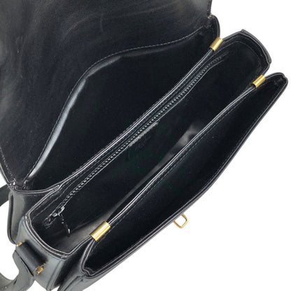 CELINE Blason Front Buckle Shoulder bag Black Vintage ery5dr