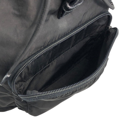 PRADA Tessuto Triangle Logo Front Buckle Backpack Black Vintage vwh35w