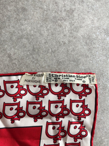 Christian Dior Trotter Scarf Red×White Vintage 6dfadj