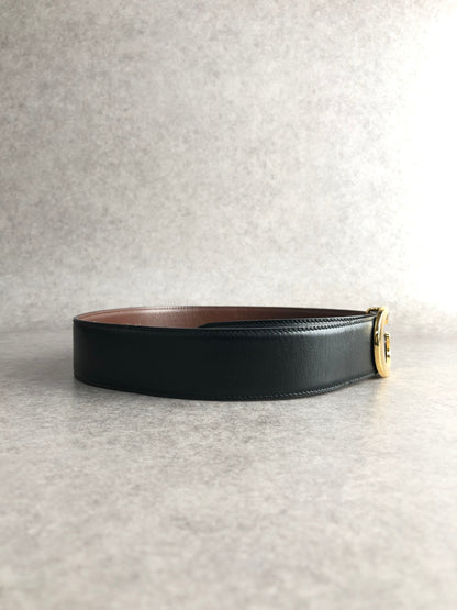 GUCCI G Motif Belt Black Vintage s72urx