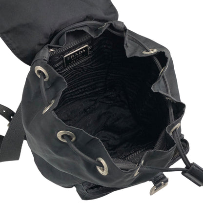 PRADA Tessuto Triangle Logo Front Pocket  Backpack Black Vintage nnyiv2