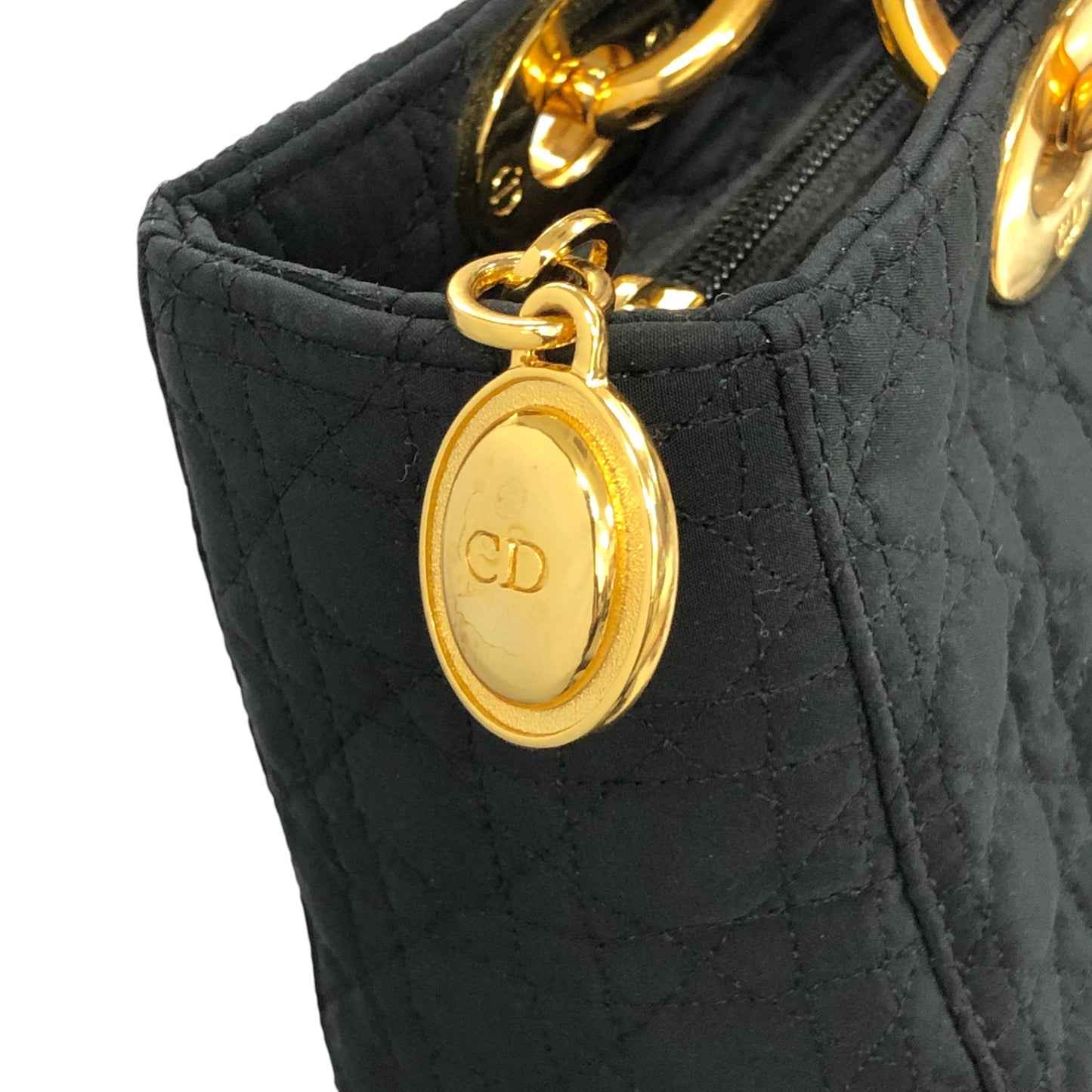 Christian Dior Lady Dior Cannage Charm Handbag Black Vintage 6egyhj