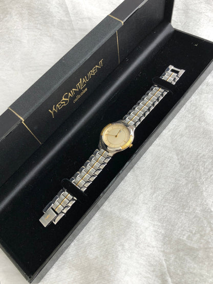 Yves Saint Laurent YSL Logo Quartz Watch Silver 4620-E66661Y Vintage pw6bed