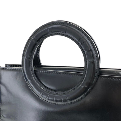 CELINE Circle Logo Handbag Black Vintage dgpp8w