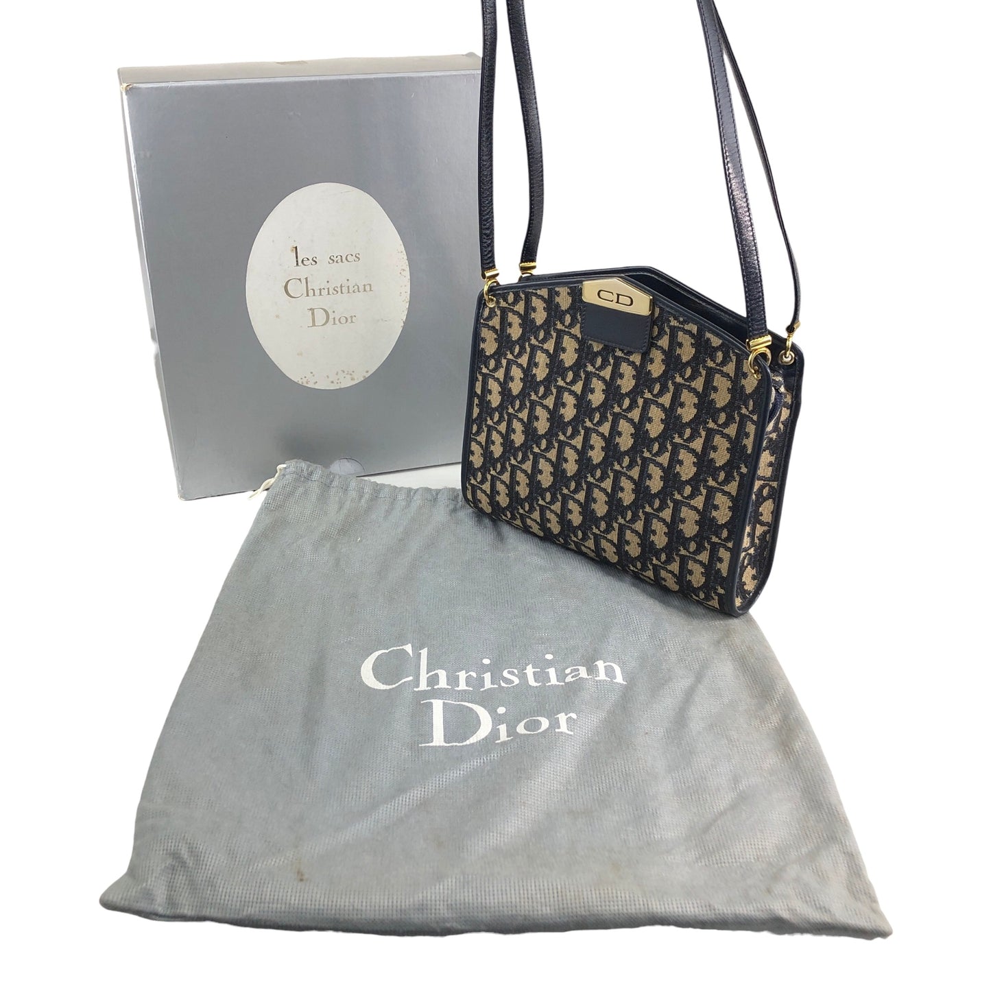 Christian Dior Trotter CD Logo Shoulder bag Navy Vintage 2vvpv4