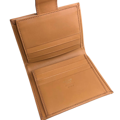 CELINE Blason Metal Clasp Folded Wallet Brown Vintage 768ngx