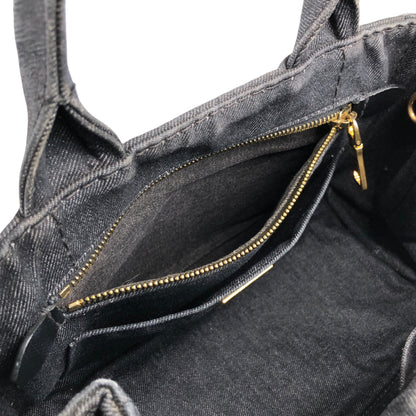 PRADA Canapa Two-way Handbag Shoulder bag Black Vintage ngejs5
