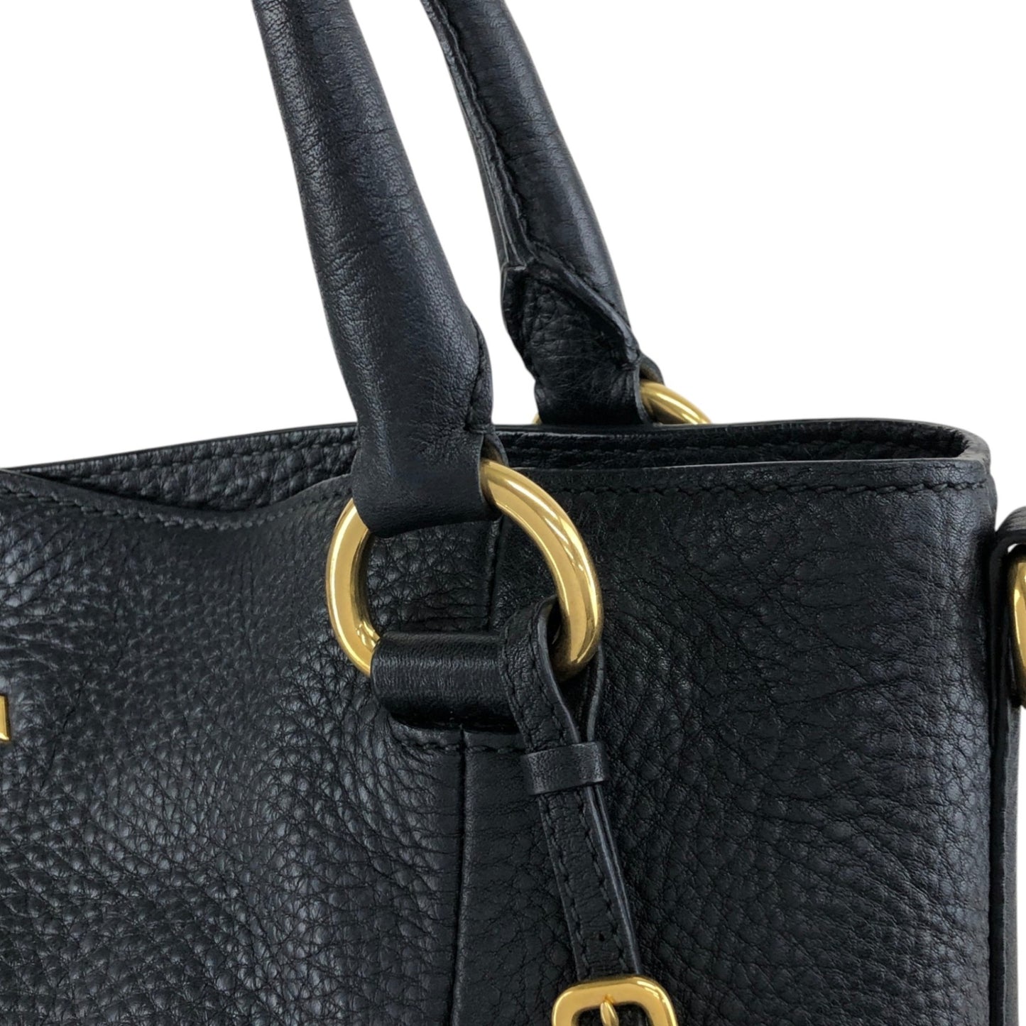 PRADA Logo Two-way Handbag Shoulder bag Black Vintage yhj7uy