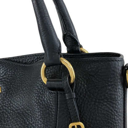 PRADA Logo Two-way Handbag Shoulder bag Black Vintage yhj7uy