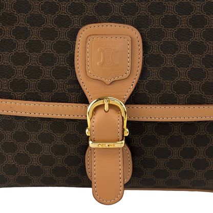 CELINE Macadam Blason Front Buckle Shoulder bag Brown Vintage zfp76j