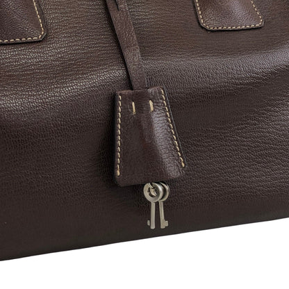 PRADA Metal Clasp Handbag Brown Vintage zwwp2k