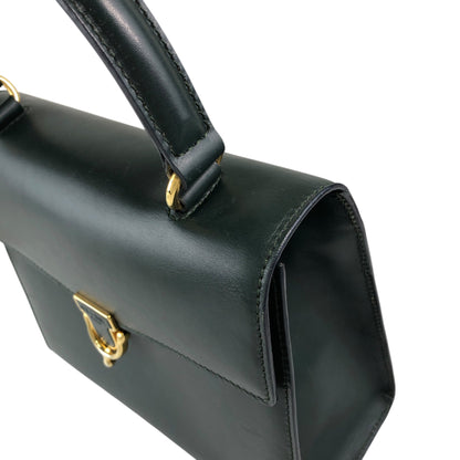 CELINE Front Buckle Handbag Dark Green Vintage c2gxe7